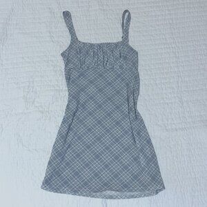 Hollister Co. Women's White and Blue Checkered Dress Social Tourist Collection